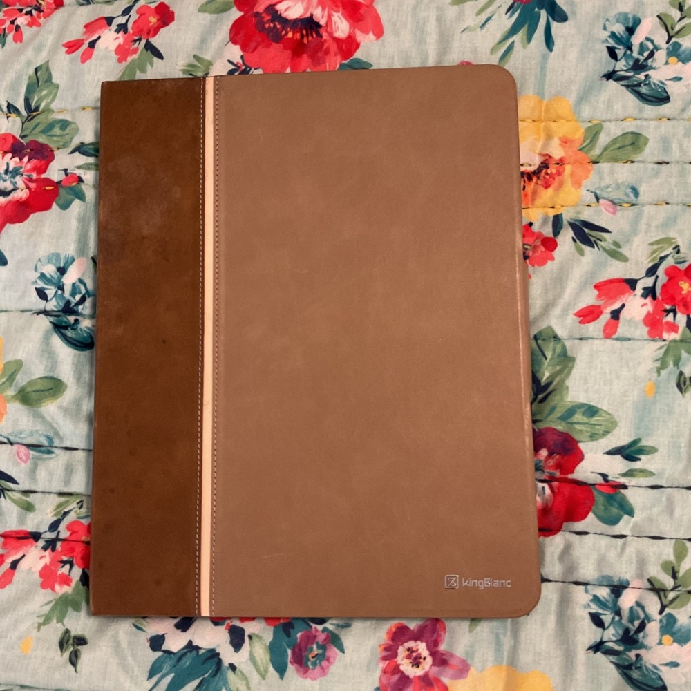 KingBlanc Brown Faux Leather Tablet Case Tri-Fold Stand Folio